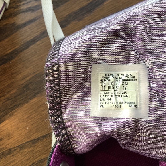 Converse All Star Shoes Girls Size 11 Sneakers Black Purple Fold Back Tongue - Picture 6 of 7